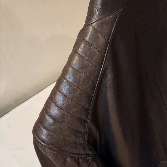 John Varvatos Soft and Luxurious Genuine Sheep Leather Racer Jacket Dk Brown-szL - Picture 10 of 15
